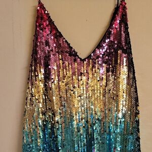 SHEIN Black and Pink Sequin Top